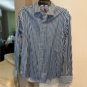 Robert Graham Blue and White Casual Button Down Shirt
